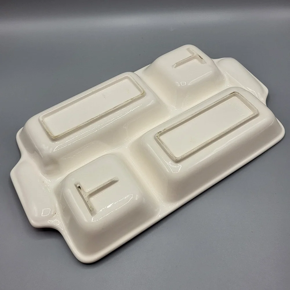 Vintage Japan Ceramic Divided Vegetable Relish Tray 4 Section Platter White